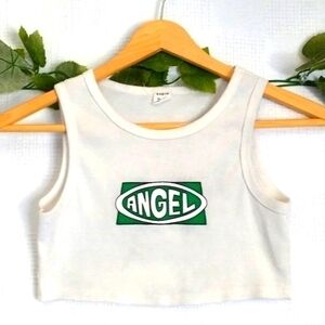 90's Y2K Grunge Vintage Throwback Angel Crop Top Tank Top Size Small